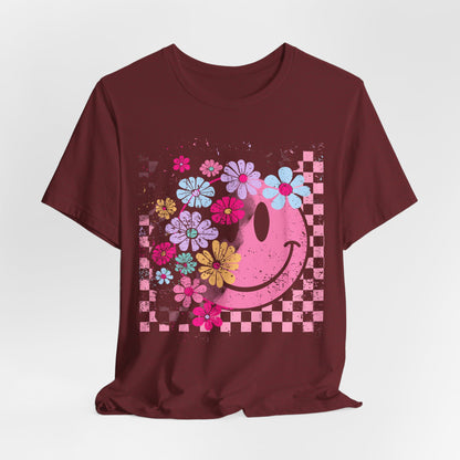 Retro Floral Smiley T-Shirt