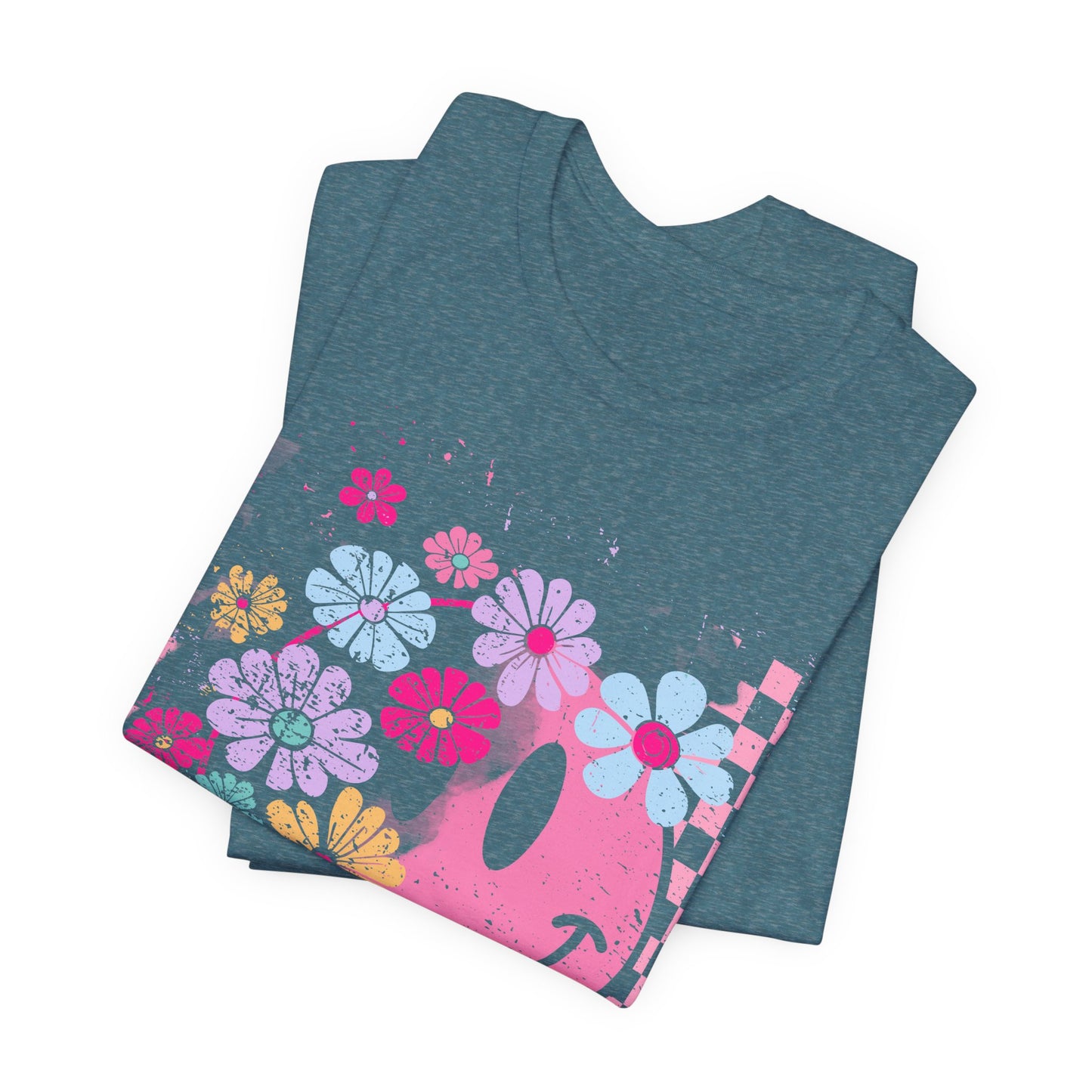Retro Floral Smiley T-Shirt