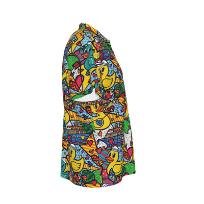 Pop Art Cruising Ducks Men's Hawaiian Shirt With Pocket