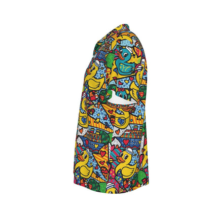 Pop Art Cruising Ducks Men's Hawaiian Shirt With Pocket