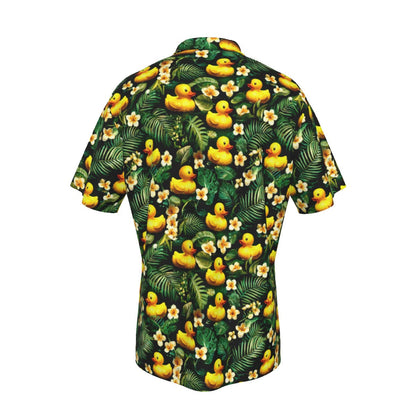 Tropical Forest Rubber Duck Men's Hawaiian Shirt With Pocket