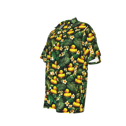 Tropical Forest Rubber Duck Men's Hawaiian Shirt With Pocket