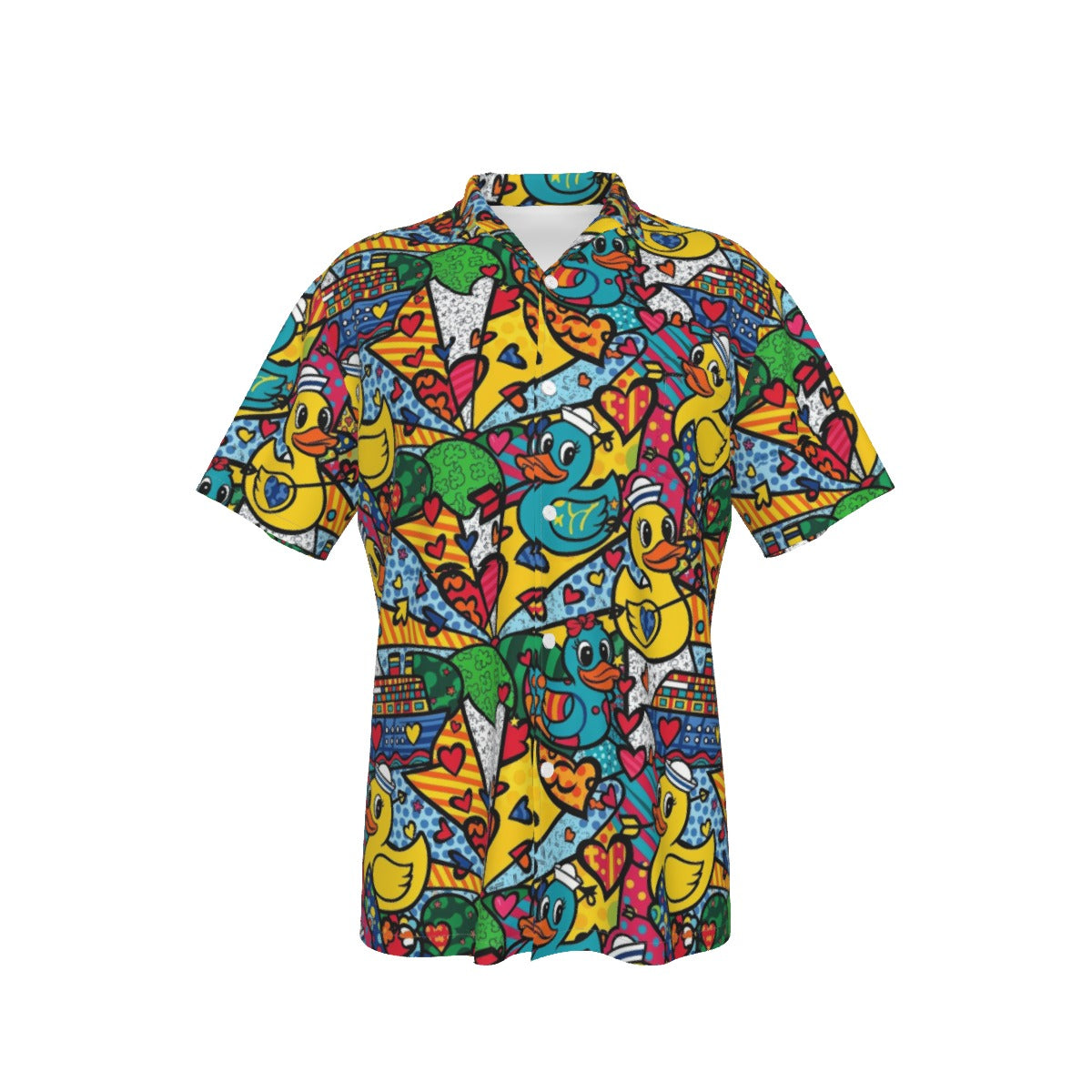Pop Art Cruising Ducks Men's Hawaiian Shirt With Pocket