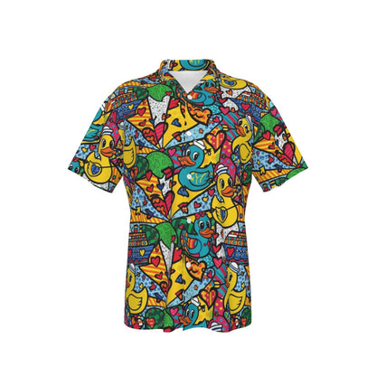 Pop Art Cruising Ducks Men's Hawaiian Shirt With Pocket