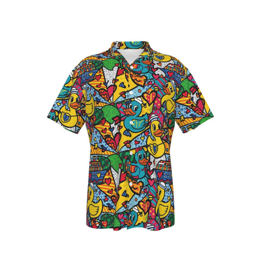 Pop Art Cruising Ducks Men's Hawaiian Shirt With Pocket