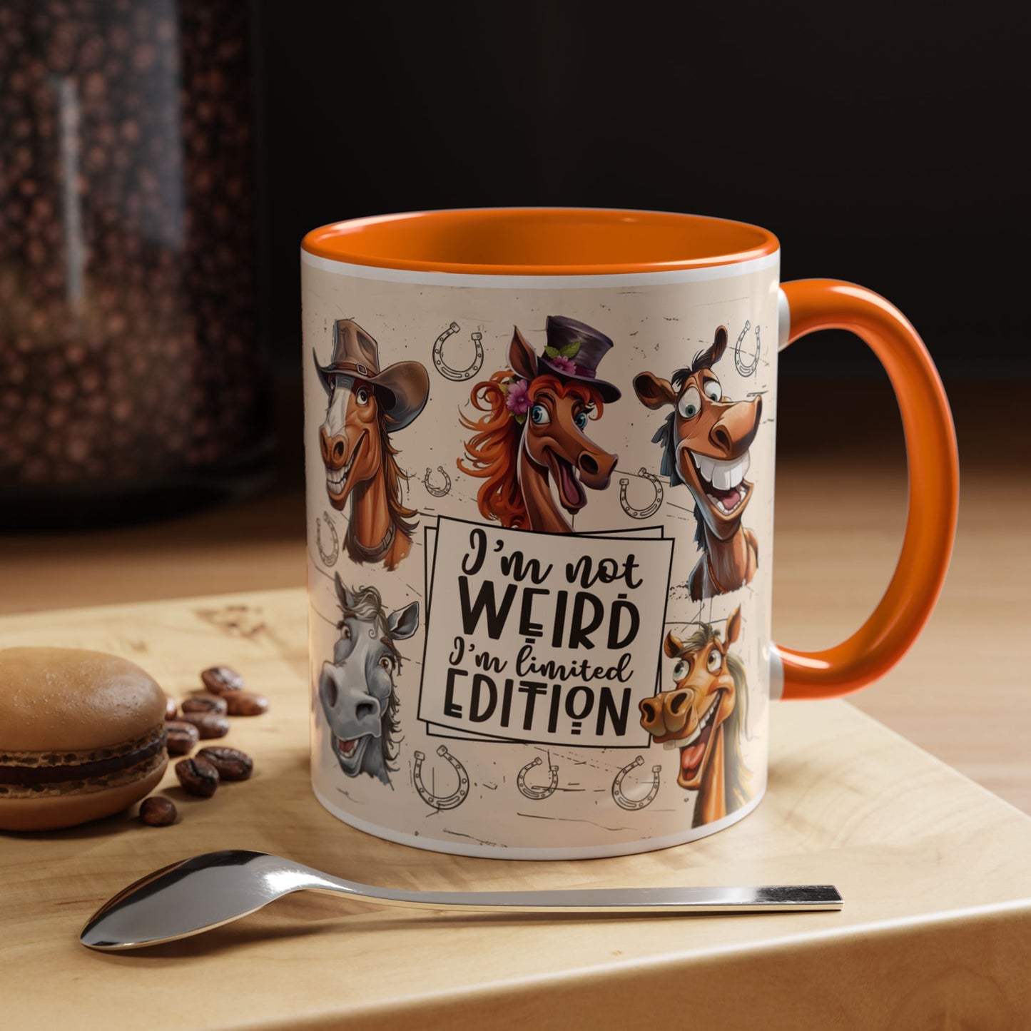 Horse Cartoon Accent Coffee Mug - "I'm Not Weird I'm Limited Edition"