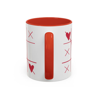 Heart Tic-Tac-Toe Accent Coffee Mug — Romantic Valentine’s Gift (11/15 oz)