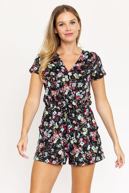 Drawstring Floral Romper