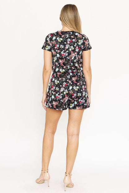 Drawstring Floral Romper