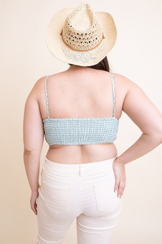 Gingham Smocked Bralette-Plus