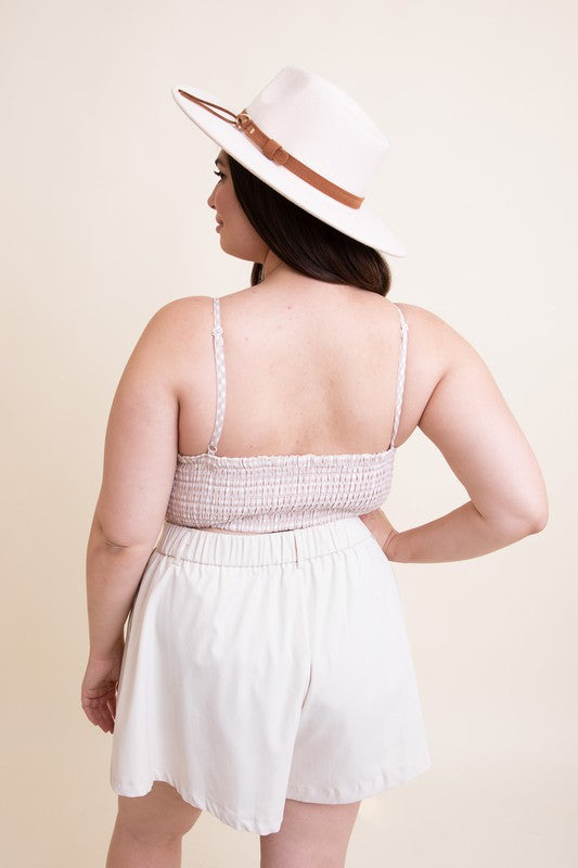 Gingham Smocked Bralette-Plus