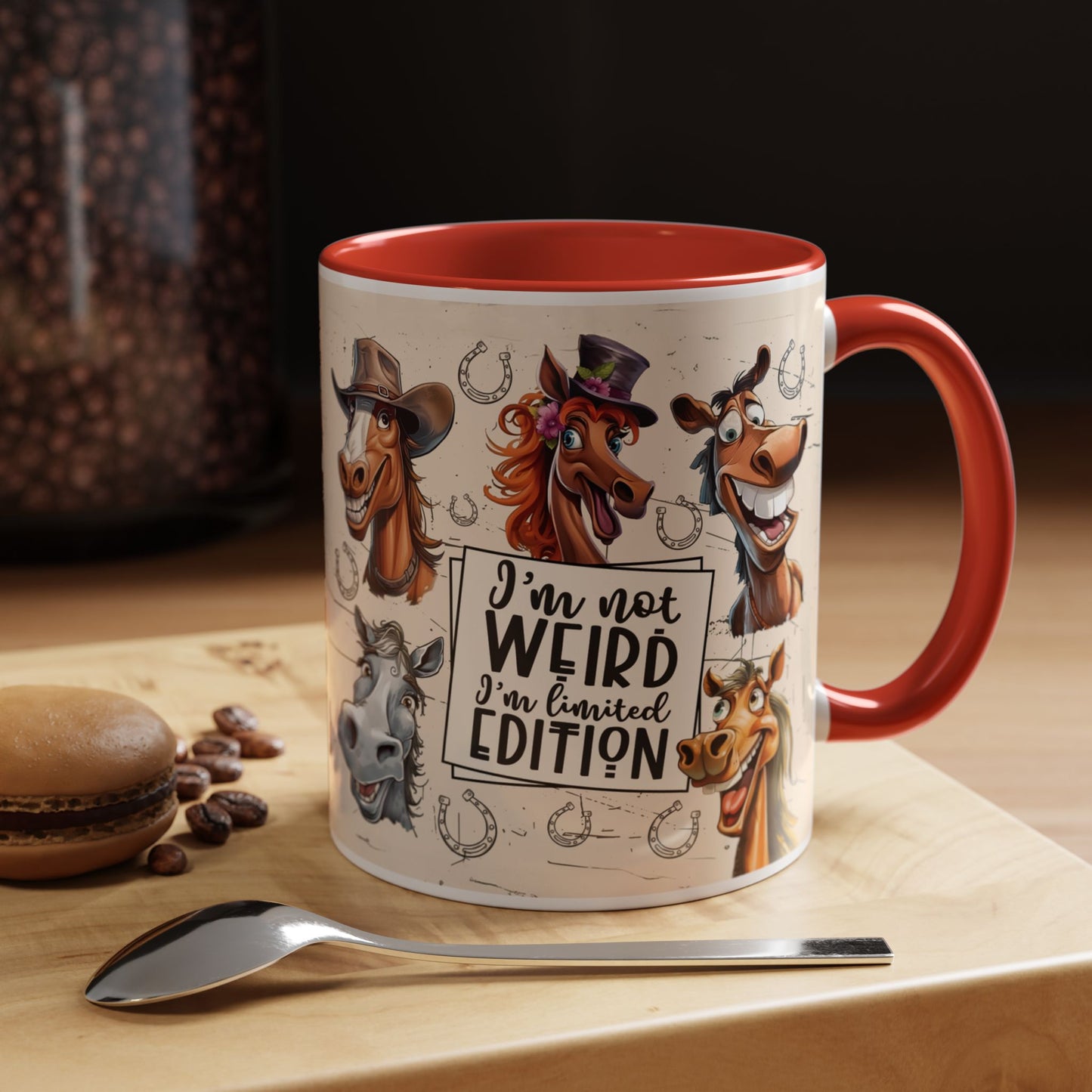 Horse Cartoon Accent Coffee Mug - "I'm Not Weird I'm Limited Edition"