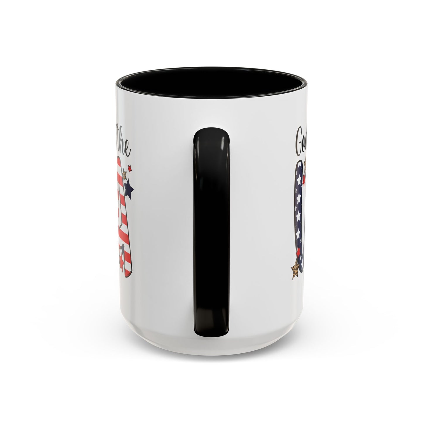 God Bless the USA Accent Coffee Mug – Patriotic Stars & Leopard 11/15oz