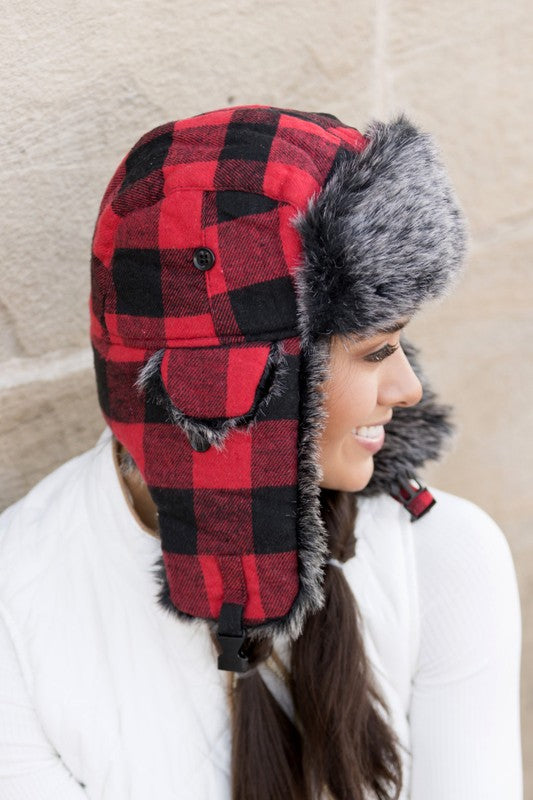 Buffalo Plaid Trapper Hat