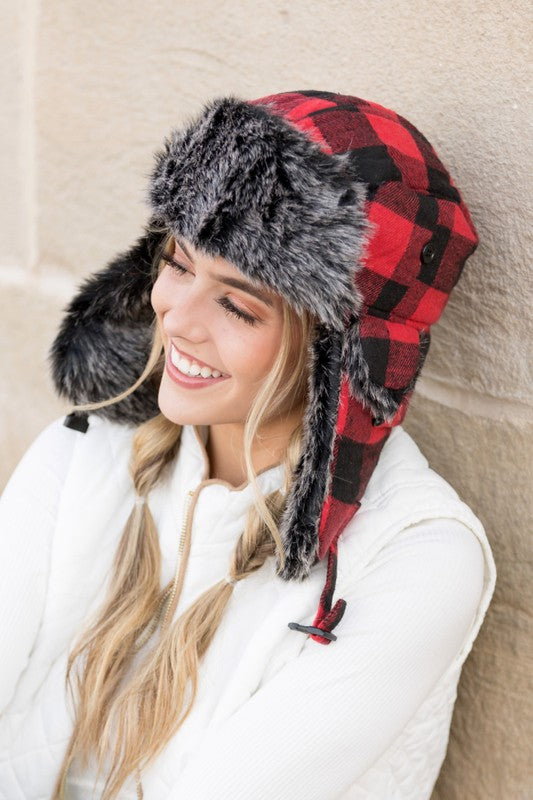 Buffalo Plaid Trapper Hat