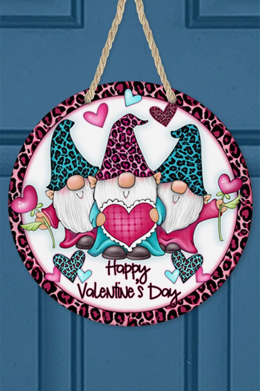 Valentines Day Gnomes Colored Leopard Door Hanger