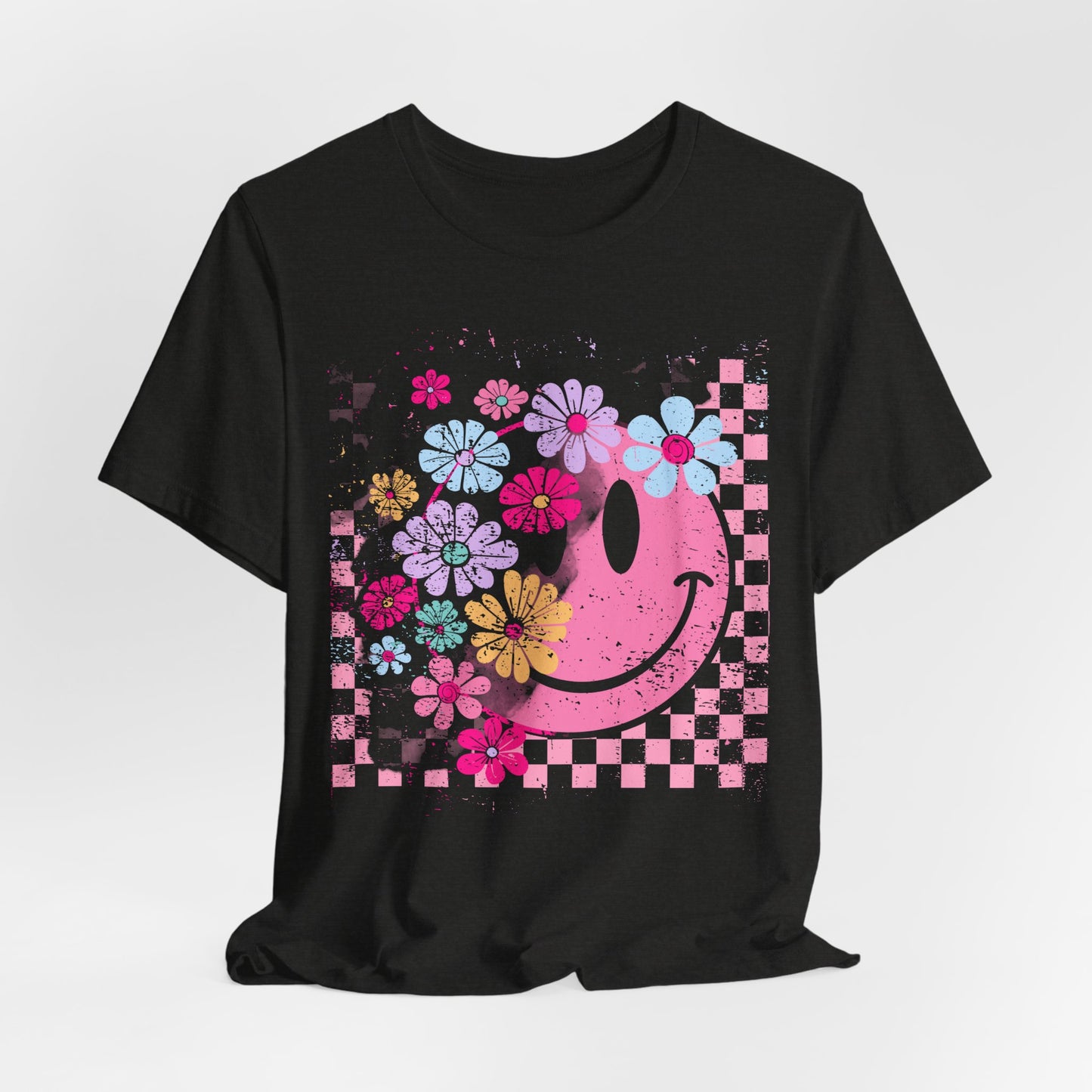 Retro Floral Smiley T-Shirt