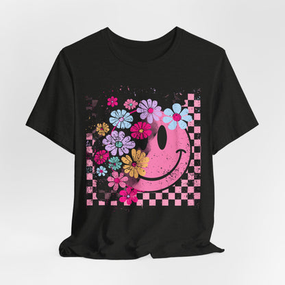 Retro Floral Smiley T-Shirt