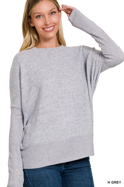 Brushed Melange Hacci Dolman Sleeve Sweater