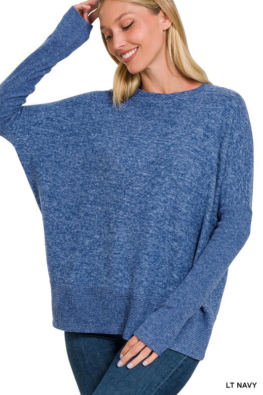 Brushed Melange Hacci Dolman Sleeve Sweater