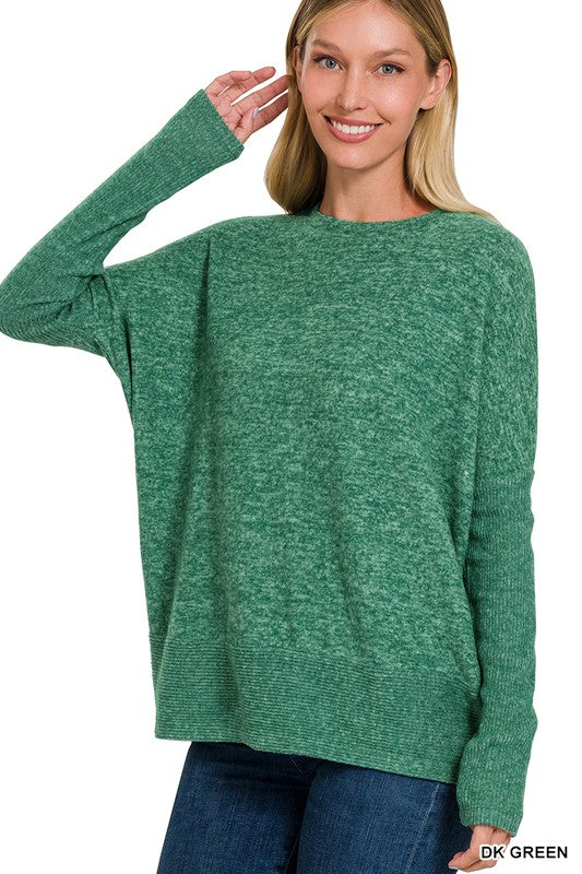 Brushed Melange Hacci Dolman Sleeve Sweater