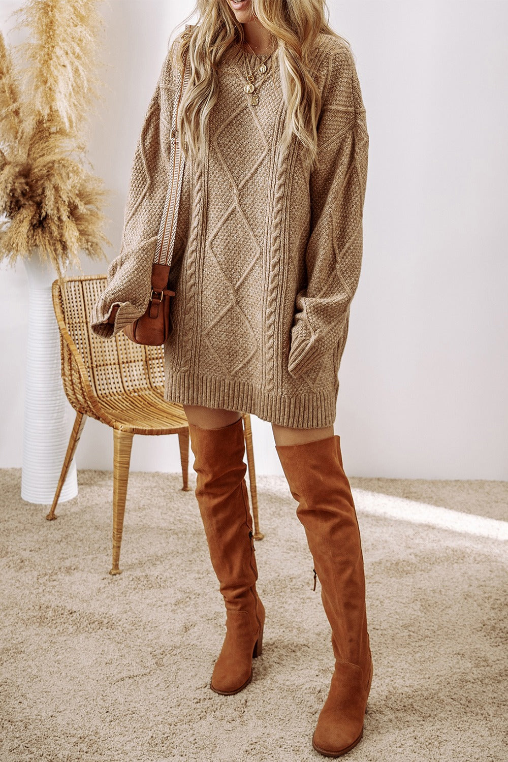 Cable-Knit Sweater Dress