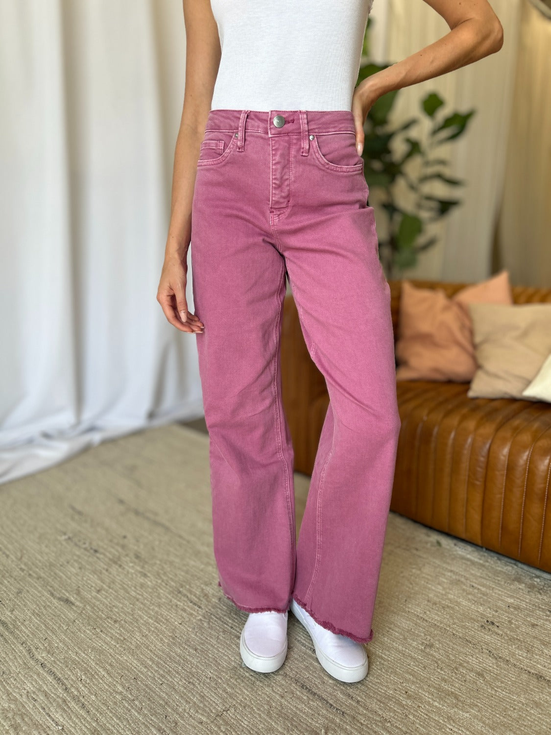 RFM High Rise Garment Dyed Wide Leg Jeans