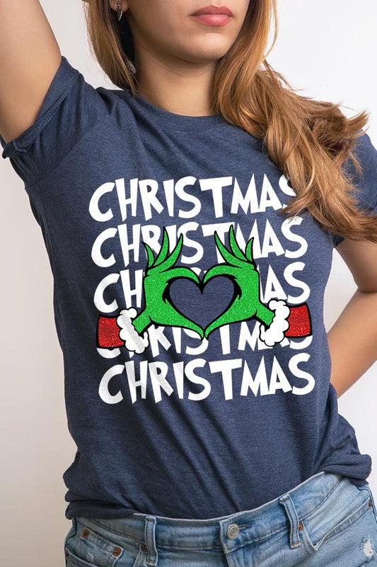 Grinch Heart Christmas Tee