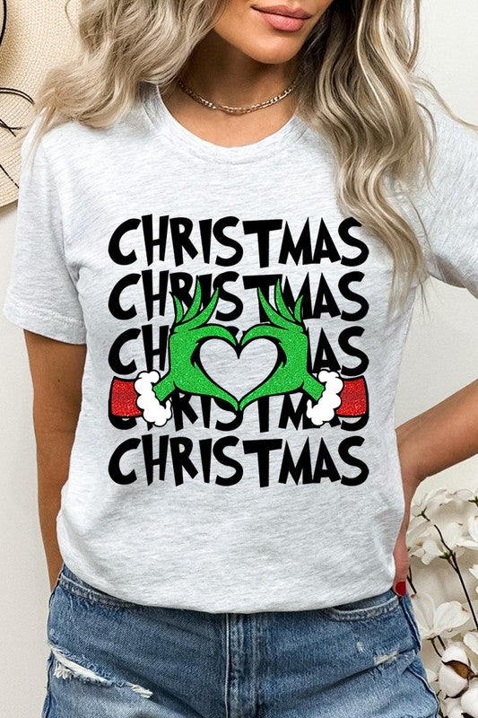 Grinch Heart Christmas Tee