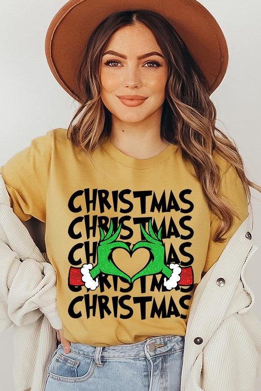 Grinch Heart Christmas Tee