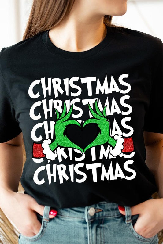 Grinch Heart Christmas Tee