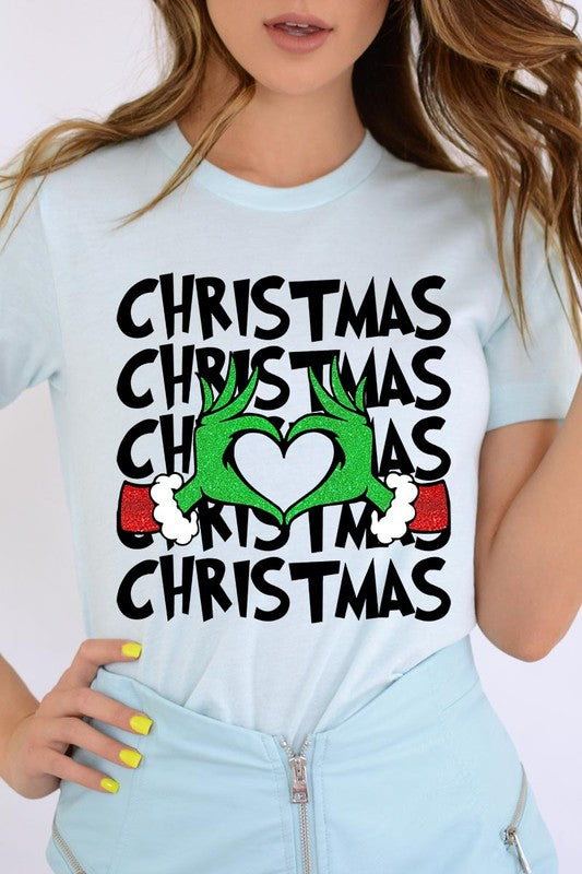 Grinch Heart Christmas Tee