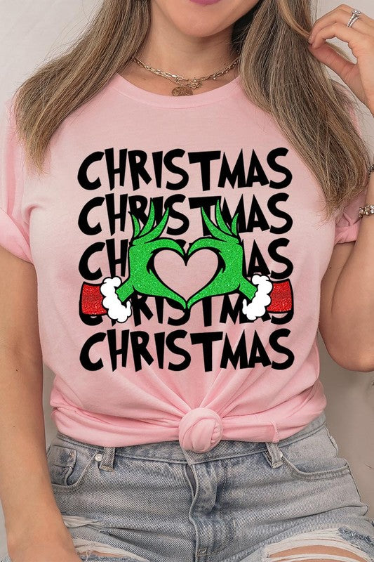 Grinch Heart Christmas Tee