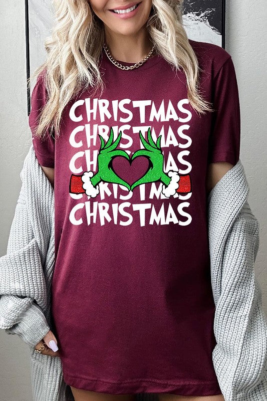 Grinch Heart Christmas Tee