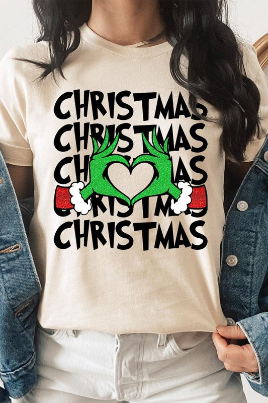 Grinch Heart Christmas Tee