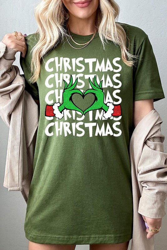 Grinch Heart Christmas Tee