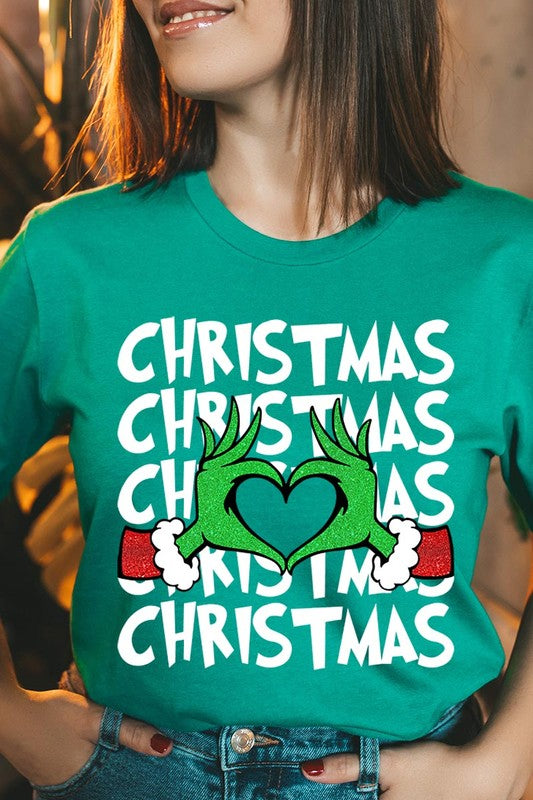 Grinch Heart Christmas Tee