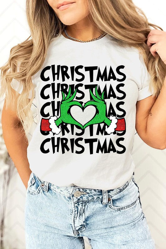 Grinch Heart Christmas Tee