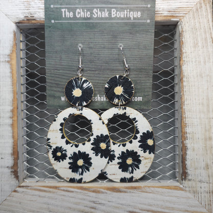 Cape Daisies Cork/Leather Earrings