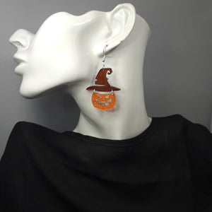 Halloween Acrylic Witch Pumpkin Earrings