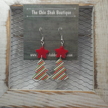 Load image into Gallery viewer, Striped Acrylic Christmas Tree Earrings
