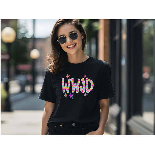WWJD Rainbow Graphic Tee