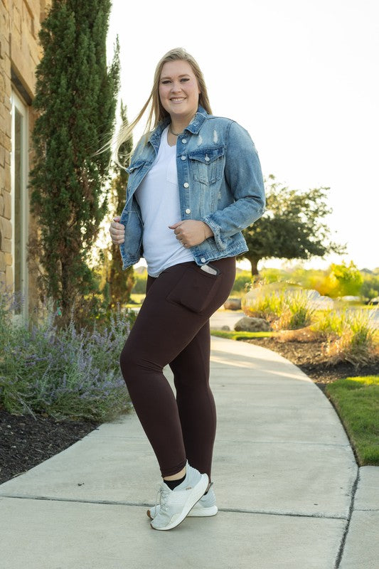 FULL LENGTH  Brown Solid Leggings