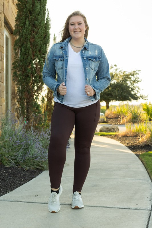 FULL LENGTH  Brown Solid Leggings