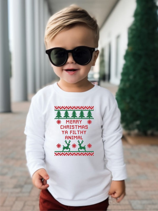 Merry Christmas Ya Filthy Animal Toddler Tee