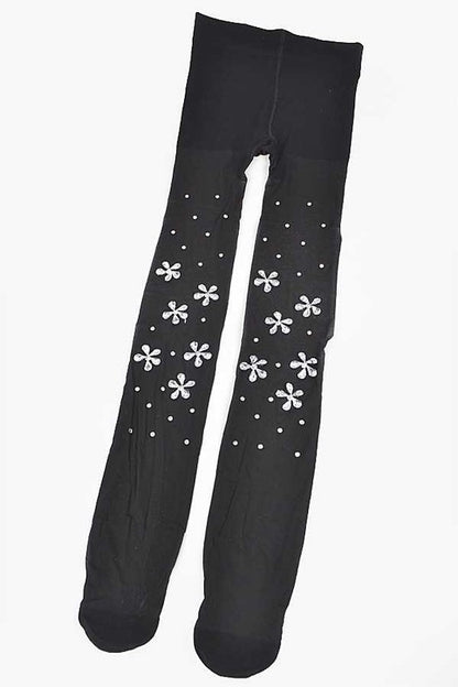 Crystal Flower Pave Sheer Stocking