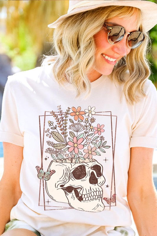 Floral Skull Graphic Tee