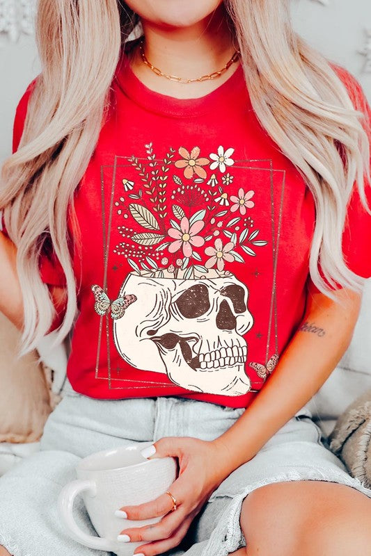 Floral Skull Graphic Tee