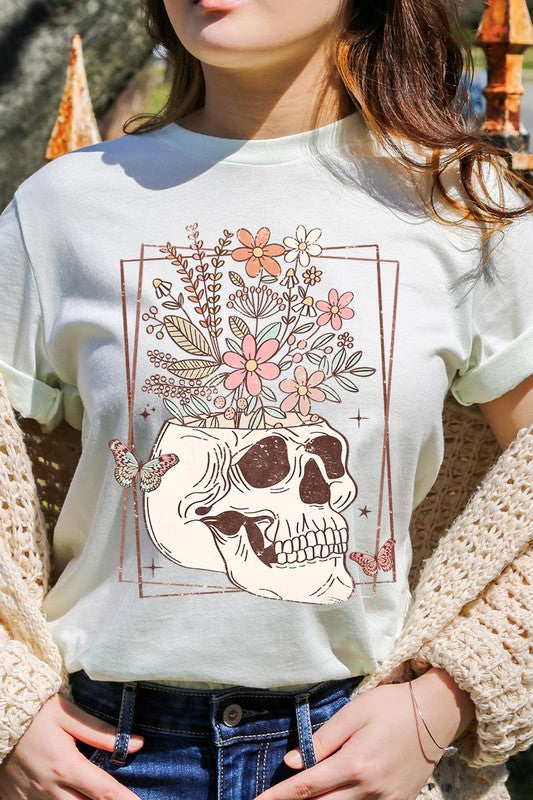 Floral Skull Graphic Tee