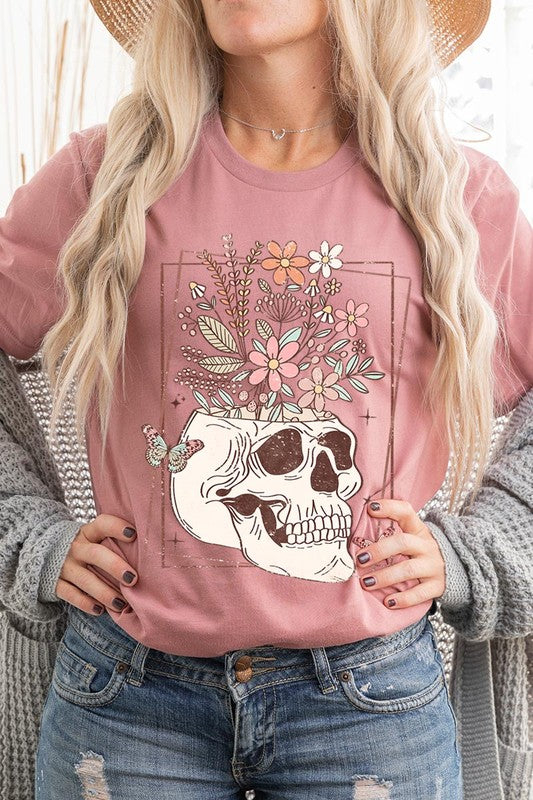 Floral Skull Graphic Tee